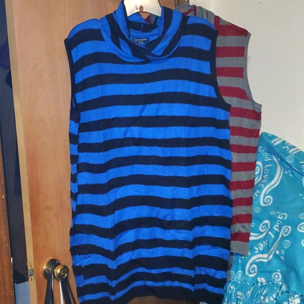 Concepts striped sleeveless sweaters 2x